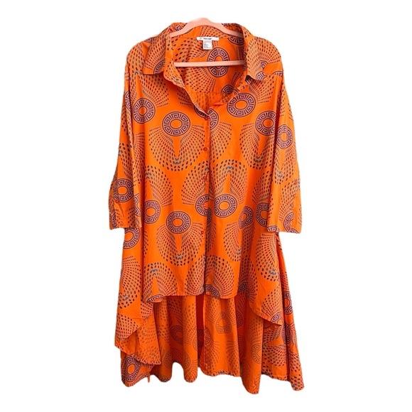 MASSEYS Global Cotton Button Up Tunic Blouse Bold Boho Oversized Size 4X - Picture 1 of 13